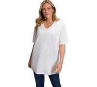 Ulla Popken Damen große Größen Übergrößen Plus Size T-Shirt, V-Ausschnitt, Relaxed, Halbarm schneeweiß 58+ 515283200-58+