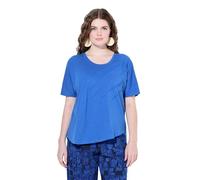 Ulla Popken Damen große Größen Übergrößen Plus Size T-Shirt, Biesen, Rundhals, Halbarm, Biobaumwolle kornblumenblau 54+ 838884744-54+