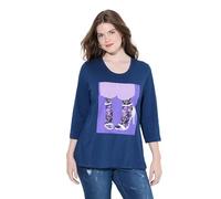 Ulla Popken Damen große Größen Übergrößen Plus Size Shirt, Schuhe, Classic, Rundhalsausschnitt, 3/4-Arm dunkelblau 50+ 841662750-50+