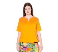 Ulla Popken Damen große Größen Übergrößen Plus Size T-Shirt, Gummisaum, Biesen, V-Ausschnitt, Halbarm kräftiges orange 58+ 838106658-58+