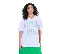 Ulla Popken Damen große Größen Übergrößen Plus Size T-Shirt, Limoncello, Oversized, V-Ausschnitt, Halbarm schneeweiß 58+ 847899201-58+