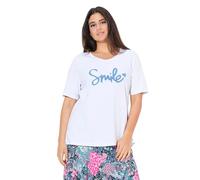 Ulla Popken Damen große Größen Übergrößen Plus Size T-Shirt mit flauschigem Schriftzug, Classic