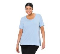 Ulla Popken Damen große Größen Übergrößen Plus Size T-Shirt, Modalmix, Classic, Rundhals, Halbarm himmelblau 54+ 830478706-54+