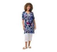 Ulla Popken Damen große Größen Übergrößen Plus Size T-Shirt, Patchdruck, A-Linie, Tunika-Ausschnitt, Halbarm