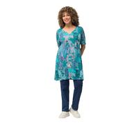 Ulla Popken Damen große Größen Übergrößen Plus Size T-Shirt, Patchdruck, A-Linie, Tunika-Ausschnitt, Halbarm