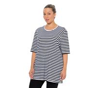 Ulla Popken Damen große Größen Übergrößen Plus Size T-Shirt, Ringel, Relaxed, Rundhals, Halbarm schwarz 42+ 846543100-42+