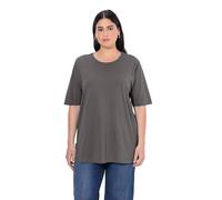 Ulla Popken Damen Basic, Rundhals T-Shirts, Graphitgrau, 62-64