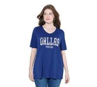 Ulla Popken Damen große Größen Übergrößen Plus Size T-Shirt, Schriftdruck, A-Linie, Rundhals, Halbarm dunkelblau 46+ 840855743-46+
