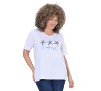 Ulla Popken Damen große Größen Übergrößen Plus Size T-Shirt, Seestern, Classic, V-Ausschnitt, Halbarm schneeweiß 54+ 838904200-54+