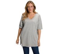 Ulla Popken Damen Basic-v-shirt T-Shirts, Hellgrau Mélange, 42-44 EU