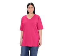 Ulla Popken Damen große Größen Übergrößen Plus Size T-Shirt, V-Ausschnitt, Relaxed, Halbarm magentapink 42+ 515283528-42+