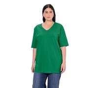 Ulla Popken Damen große Größen Übergrößen Plus Size T-Shirt, V-Ausschnitt, Relaxed, Halbarm smaragdgrün 50+ 515283459-50+