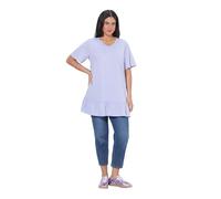 Ulla Popken Damen große Größen Übergrößen Plus Size T-Shirt, Volant, A-Linie, V-Ausschnitt, Glocken-Halbarm Lavendel 46+ 823987803-46+