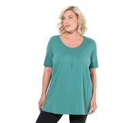 Ulla Popken Damen große Größen Übergrößen Plus Size T-Shirt, Zierfalten, A-Linie, Rundhals, Halbarm, Modal
