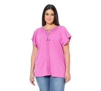Ulla Popken Damen große Größen Übergrößen Plus Size T-Shirt, Zierlitze, Tunika-Ausschnitt, Flügel-Halbarm kühles pink 58+ 829630807-58+