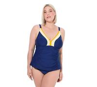Ulla Popken Damen große Größen Übergrößen Plus Size Tankini, Raffungen, Softcups, Träger verstellbar, recycelt Marine 60 836717740-60