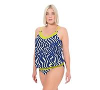Ulla Popken Damen große Größen Übergrößen Plus Size Tankini, Zacken, Softcups, Elastiksaum, Träger verstellbar Marine 54+ 835883740-54+