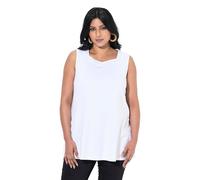 Ulla Popken Damen große Größen Übergrößen Plus Size Top, A-Linie, Herzausschnitt, ärmellos, Pima Cotton schneeweiß 46+ 839990200-46+