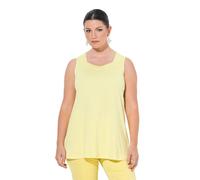 Ulla Popken Damen große Größen Übergrößen Plus Size Top, A-Linie, Herzausschnitt, ärmellos, Pima Cotton zitronengelb 46+ 839990601-46+