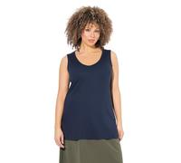 Ulla Popken Damen große Größen Übergrößen Plus Size Top, Rippjersey, Slim, V-Ausschnitt, ärmellos Marine 54+ 837975130-54+