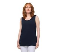 Ulla Popken Damen große Größen Übergrößen Plus Size Top, Rundhals, Stretch, breite Träger, ärmellos, Krepp mitternachts blau 42+ 666765769-42+