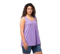 Ulla Popken Damen Top, Zierfalten, A-Linie, Rundhals, Ärmellos, Modal Top Fältchen, Blaues Flieder, 54-56 Große Größen EU