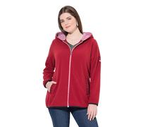 Ulla Popken Damen große Größen Übergrößen Plus Size Trachten-Fleecejacke, Kapuze, Zierstickerei, Langarm marsalarot 46+ 829113540-46+