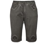 Ulla Popken Damen große Größen Übergrößen Plus Size Trachten-Jeansbermuda Mandy, Used-Look, Stickerei schwarz 50 818992100-50