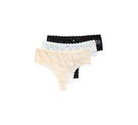 Ulla Popken Damen große Größen Übergrößen Plus Size TruYou Strings, 3er-Pack, transparente Spitze