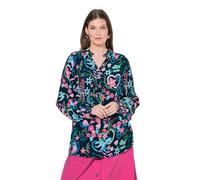 Ulla Popken Damen große Größen Übergrößen Plus Size Tunika, Blüten, Tunika-Ausschnitt, Langarm 845476