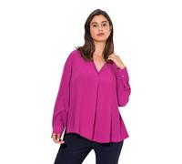 Ulla Popken Damen große Größen Übergrößen Plus Size Tunika, Glanz-Einsatz, A-Linie, V-Ausschnitt, Langarm