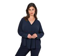 Ulla Popken Damen große Größen Übergrößen Plus Size Tunika, Glanz-Einsatz, A-Linie, V-Ausschnitt, Langarm