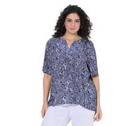 Ulla Popken Damen große Größen Übergrößen Plus Size Tunika, Muscheln, A-Linie, Tunika-Ausschnitt, Halbarm Tintenblau 46+ 847787740-46+