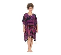 Ulla Popken Damen große Größen Übergrößen Plus Size Tunika, Palmen, Oversized, Schnürung, Halbarm schwarz 42-48 837357100-1+