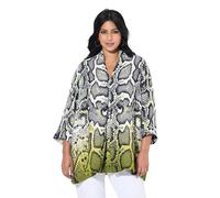 Ulla Popken Damen große Größen Übergrößen Plus Size Tunika, Schlangen-Design, Kelchkragen, 3/4-Arm schwarz 46+ 840001100-46+