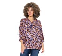 Ulla Popken Damen große Größen Übergrößen Plus Size Tunika, Smok-Details, Tunika-Ausschnitt, 3/4-Arm pfirsich 54+ 849390650-54+
