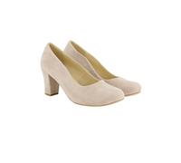 Ulla Popken Damen große Größen Übergrößen Plus Size Veloursleder-Pumps, Wellenschnitt, Blockabsatz, Weite H steingrau 44 835176310-44