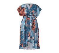 Ulla Popken Damen große Größen Übergrößen Plus Size Wickel-Kaftan, Meeresmotive, V-Ausschnitt, Halbarm blau 50-56 847640753-2+