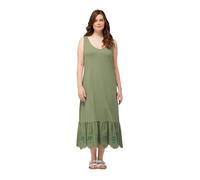 Ulla Popken Damen Jersey Strap Dress with Embroidery Anglaise Kleid, Salbei, 52-54