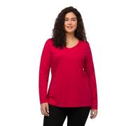 Ulla Popken Damen Langarm-v-shirt, Rot, 50-52 EU