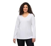 Ulla Popken Damen Langarm-v-shirt T-Shirts, Schneeweiß, 62-64 EU