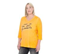 Ulla Popken Damen Longshirt Mit Letter Print, A-line T-Shirt, Neon Orange, 62-64 EU