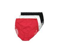 Ulla Popken Damen Maxislips, 3er-Pack, High Waist, Spitze Hose, Rot, 58-60 EU
