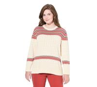 Ulla Popken Damen Pullover, Fair Isle, Rundhals, Langarm, Biobaumwolle, Ziegelrot, 50-52 EU