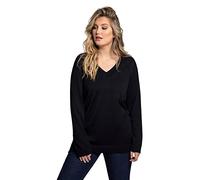 Ulla Popken Damen Pullover, V-ausschnitt, Langarm, Weicher Feinstrick, Marine, 50-52 EU
