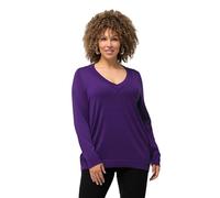 Ulla Popken Damen Pullover, V-Ausschnitt, Langarm, Weicher Feinstrick, Tiefes Violett, 50-52 EU