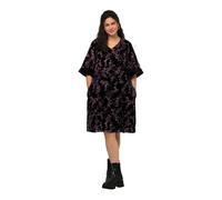 Ulla Popken Damen Samtkleid, Aline Kleider, Marine, 42-44 Große Größen EU