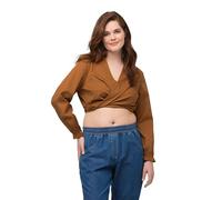 Ulla Popken Damen Short wrap Blouse Bluse, Ocker, 42-44