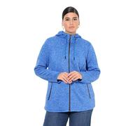 Ulla Popken Damen Strickfleece-Jacke, Kapuze, Reißverschlusstaschen Zip-Up Sweatshirts, Pfauenblau, 42-44 EU