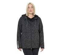 Ulla Popken Damen Strickfleece-Jacke, Teddyfleece, 2-Wege-Zipper, Reflektor Sweatshirt, Schwarz, 42-44 EU